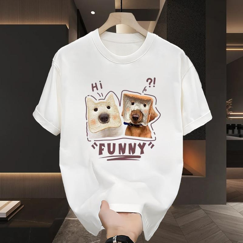Streetwear Brand Drops - Kawaii Köpek Baskı Pamuklu Tişört Erkek