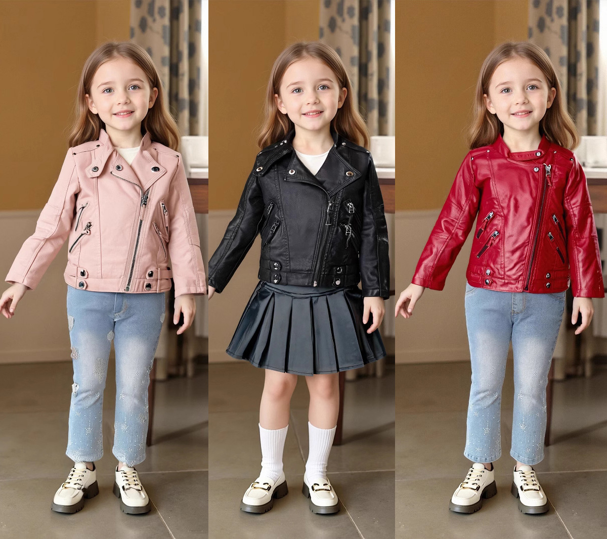 Streetwear Girl Brand - 2-12Y Kızlar Noel Pembe Kırmızı Motosiklet