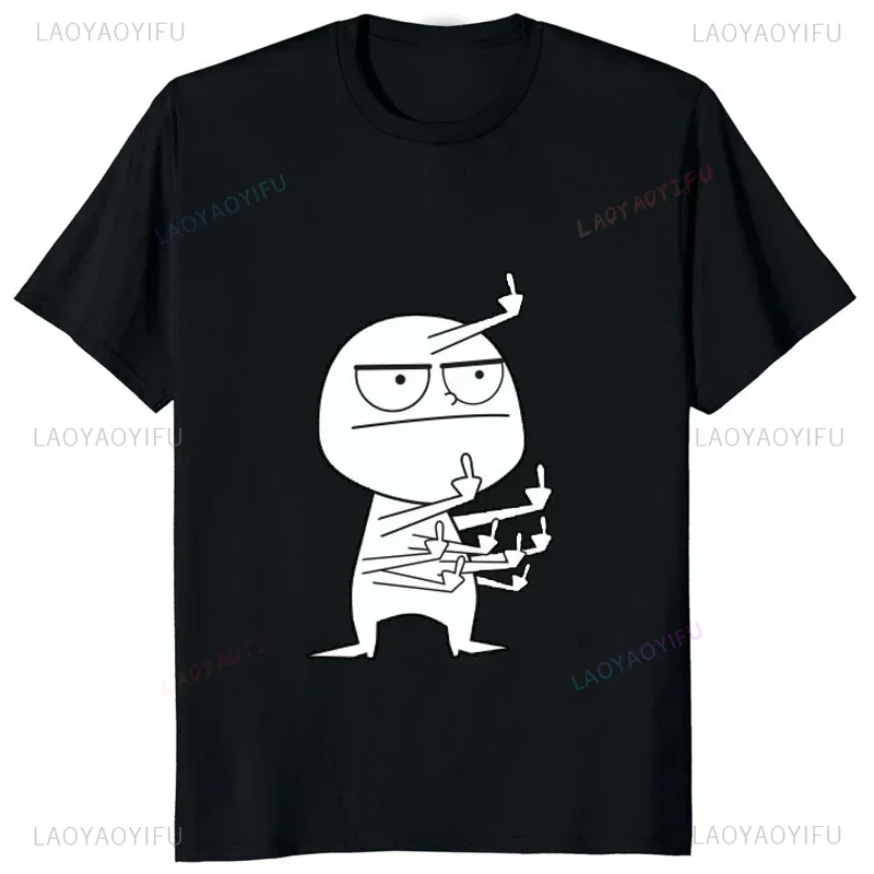 Streetwear Brand T Shirt - Orta parmak komik çılgın baskılı adam